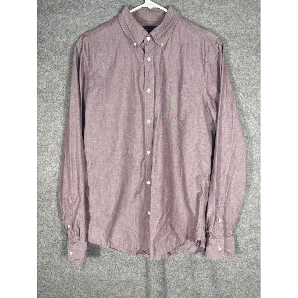 & Sons Garment Co Mens Burgundy Cotton Button Down Long Sleeve Shirt CA59139